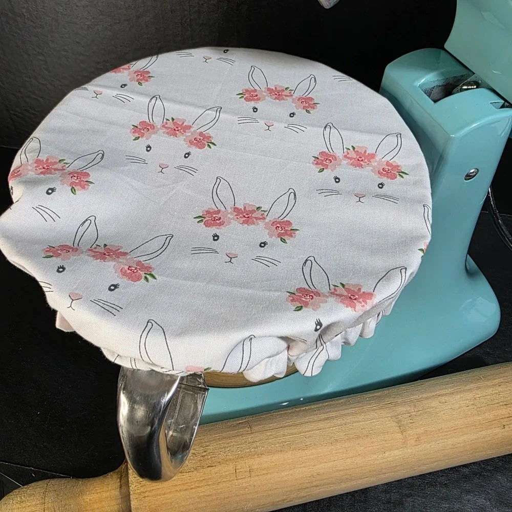 Bunny Rabbit‎ / Pink Weave Reversible KitchenAid Mixer Mixing Bowl Cover Baking